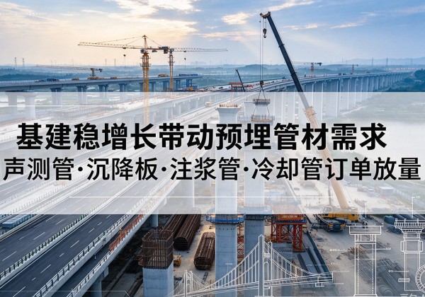 长安基建稳增长带动预埋监测管材需求，声测管、沉降板、注浆管订单持续放量
